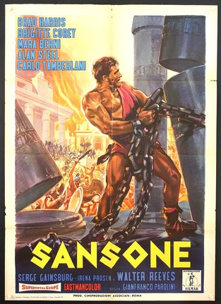 a movie poster of a man holding a chain and a gun
