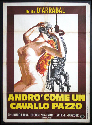 a poster of a woman and a skeleton