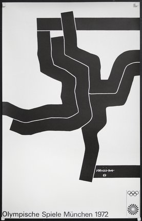 a black and white poster with white lines