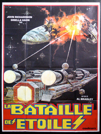 a movie poster with a spaceship and a rocket