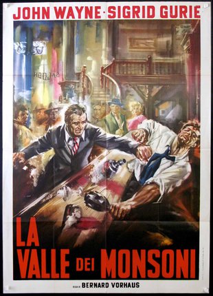 a movie poster of a man falling into a table