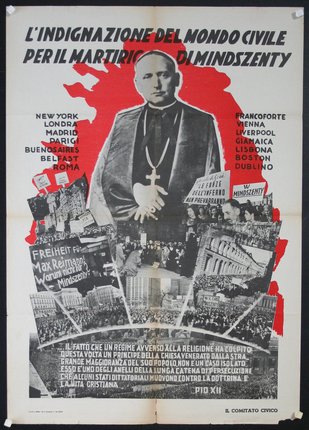 a poster of a man with a cross on his hand