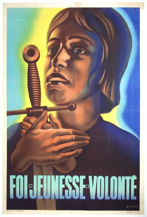 a poster of a woman holding a sword