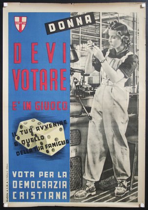 a poster of a woman working in a factory