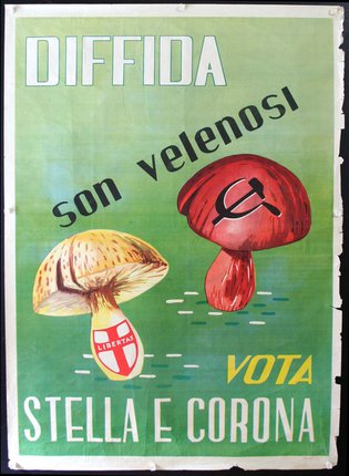 a poster with mushrooms and text