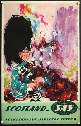 a poster of a man playing a bagpipe