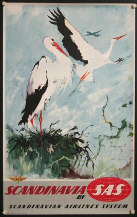 a poster of two storks