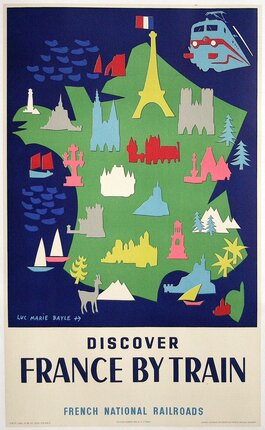 a poster with different colored shapes