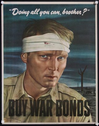 a poster of a man with a bandage on his head