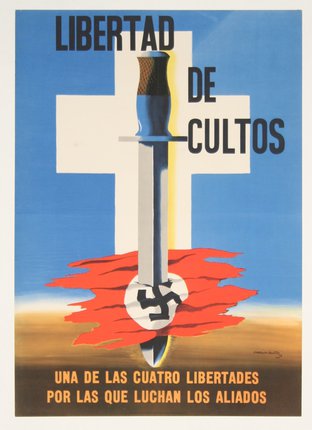 a poster of a knife and a symbol