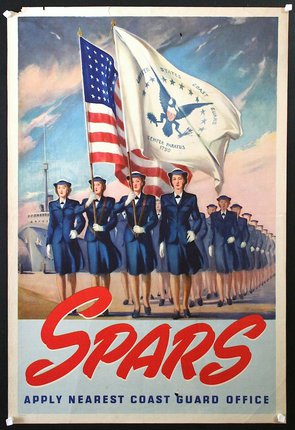 a poster of women in uniform holding flags