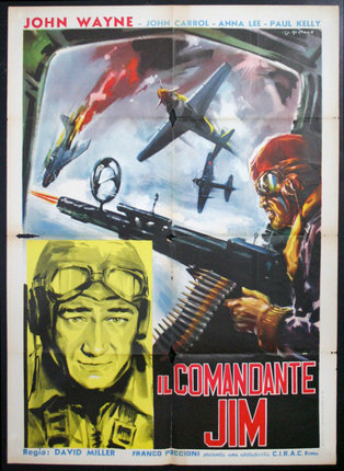 a poster of a man with a gun and a man in goggles