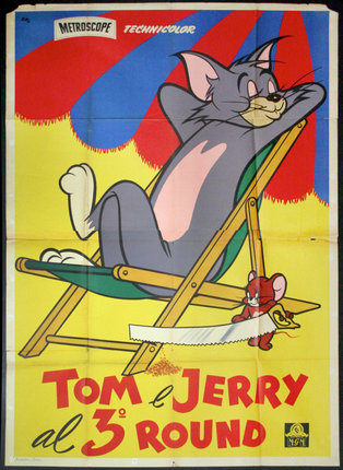 a poster of a cartoon cat on a chair