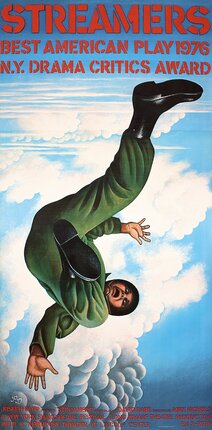 a man in green uniform falling off of a wall