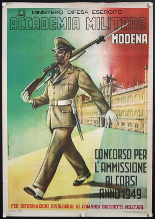 a poster of a soldier carrying a rifle