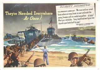 a poster of military personnel on a beach
