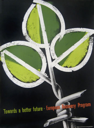 a poster with a plant and text