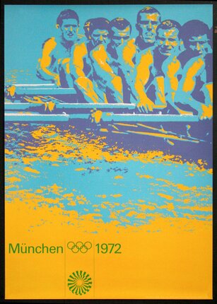 a poster of a group of men rowing