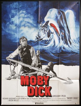 a movie poster of a man holding a spear and a shark