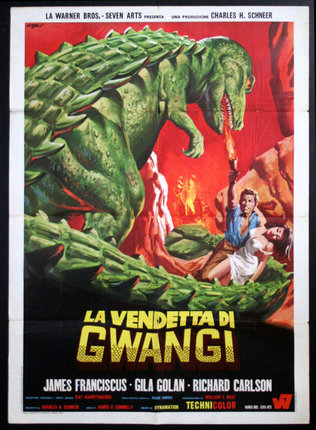 a movie poster of a man and a dinosaur