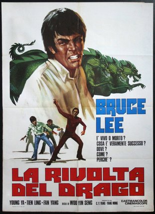 a movie poster with a man fighting with dragons