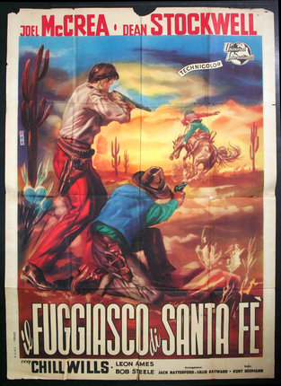 a poster of a cowboy shooting a horse