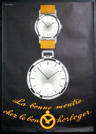 a poster with a clock and a watch