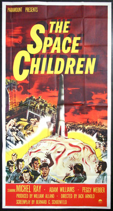 a movie poster with a rocket on top of a planet