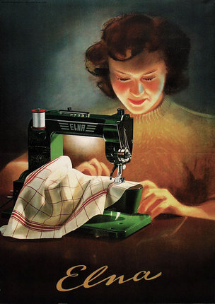 a woman sewing on a sewing machine