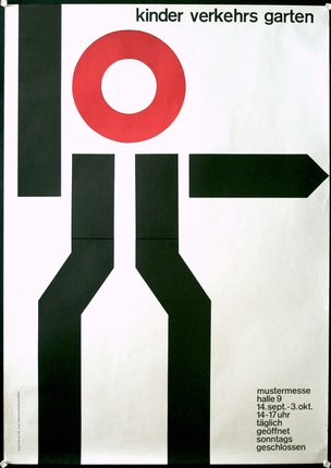 a poster of a man with a red circle and black arrows