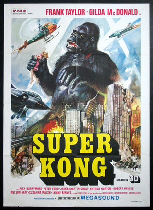 a movie poster of a gorilla holding a woman