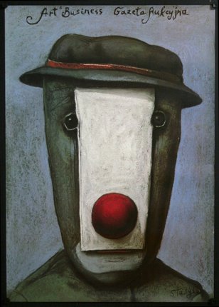 a painting of a clown with a hat