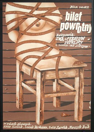 a poster with a woman tied to a chair