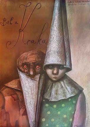 a painting of two people wearing masks