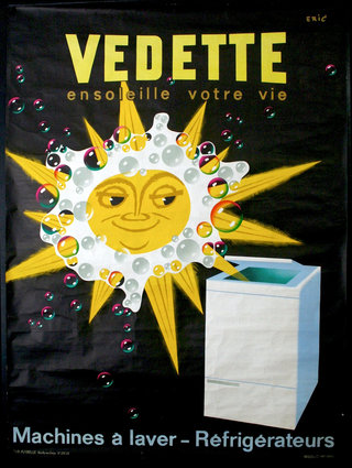 a poster of a sun with bubbles coming out of it
