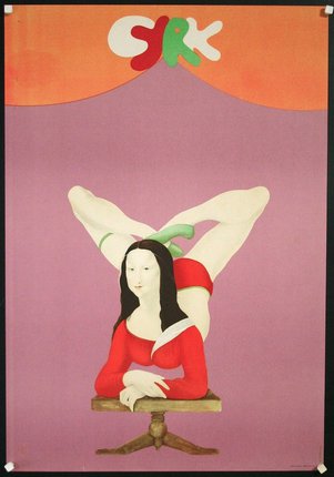 a poster of a woman doing a split