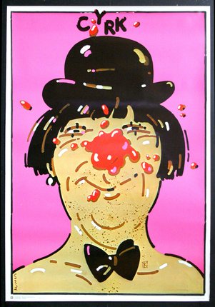 a poster of a man with a red nose