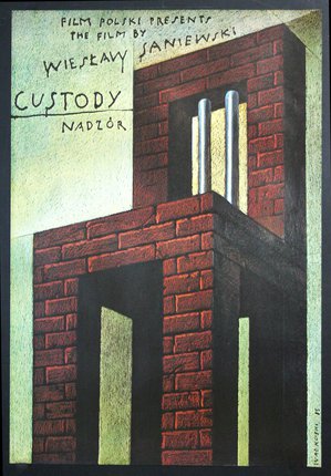 a poster of a brick building