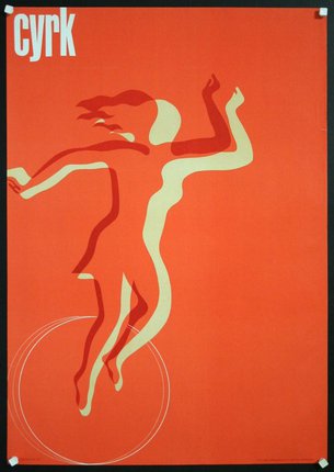 a poster of a woman on a unicycle