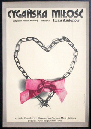 a poster of a heart with a pink bow