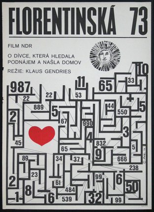 a poster with numbers and a maze