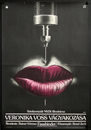 a poster with a machine in the mouth