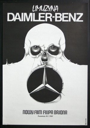 a poster with a skull and a mercedes logo