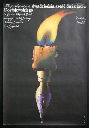 a poster with a candle