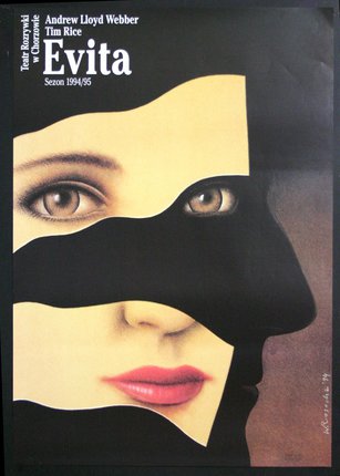 a poster with a woman's face and a mask