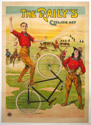 a poster of a man on a bicycle