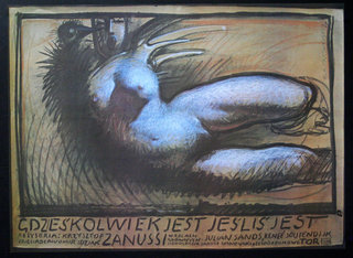a poster of a man lying on his back