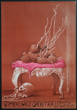 a painting of a table with a skull and objects on it