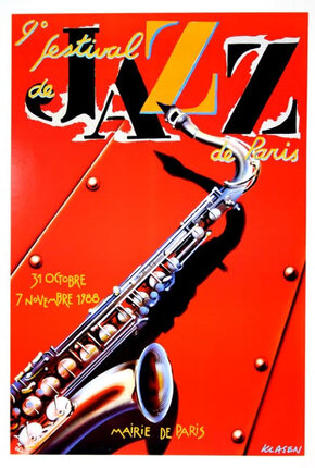 a poster of a saxophone
