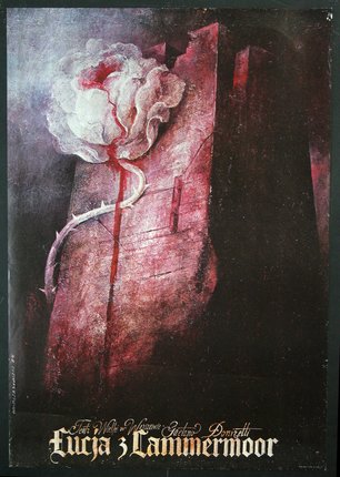 a painting of a flower on a stone